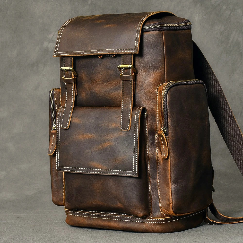 Vintage Horse Leather Men's Backpack for Travel & Casual Work