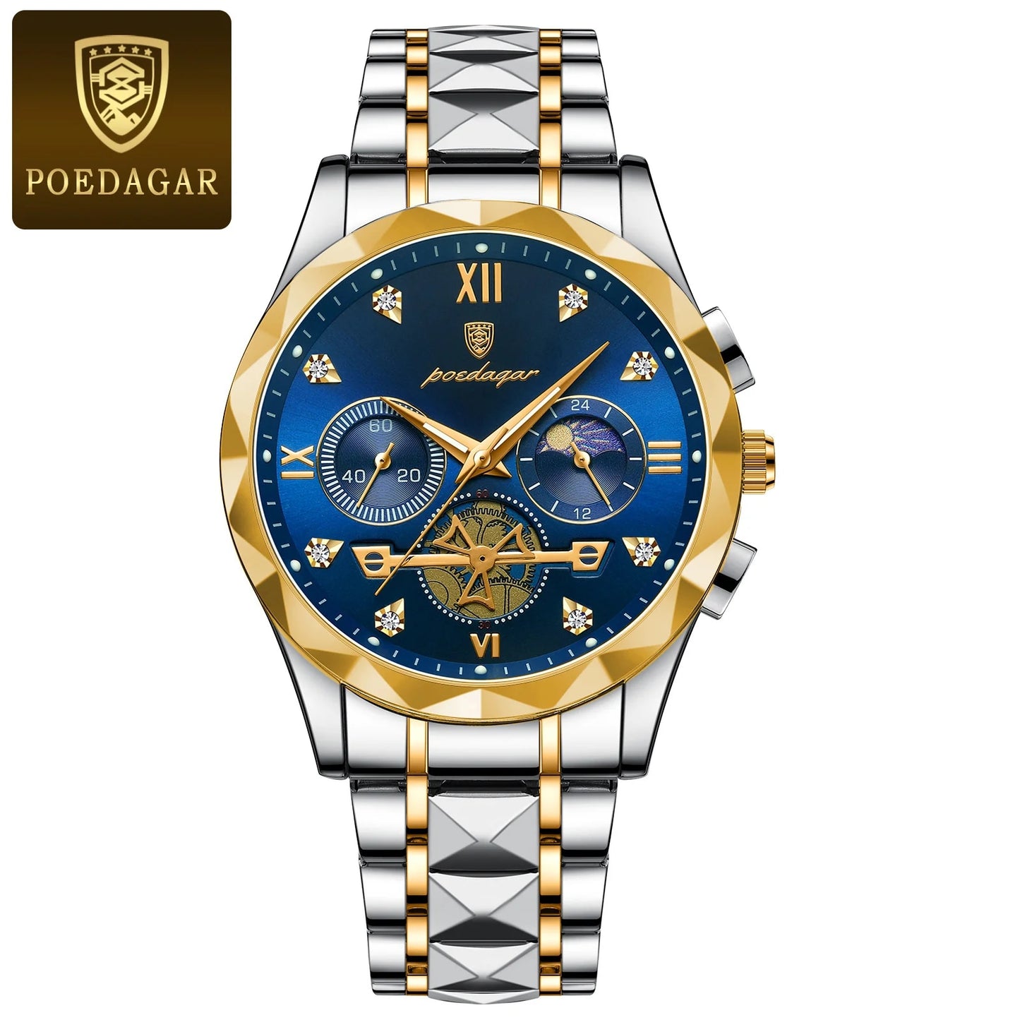 Genuine AE- POEDAGAR Luminous Stainless Steel Men's Quartz Watch