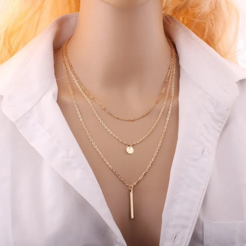 Three Layers Women Chain Necklace