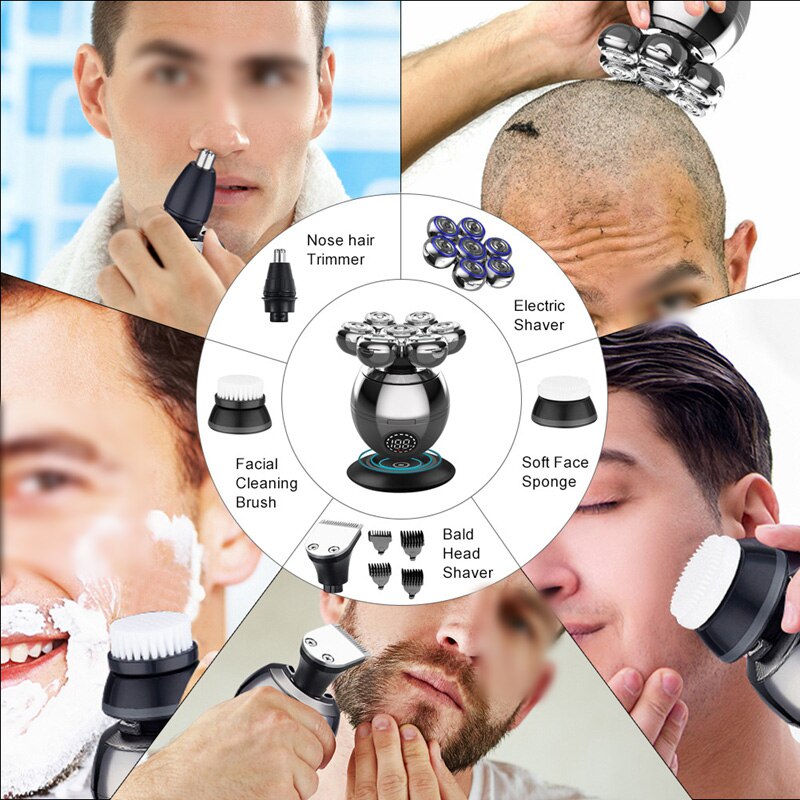 7D Portable Charge Floating Waterproof Head & Beard Shaver Kit